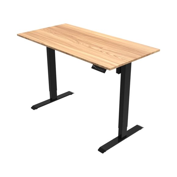 Escritorio Ajustable Eléctrico Randu Base Negra 120x60 Madera Clara