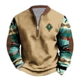 thumbnail image 3 of UVEASISHA Big and Tall Western Sweatshirt for Men Half Zip Crewneck Vintage Pullover Cowboy Casual Aztec Printed Winter Sweatshirts Today Sales Khaki#7 3XL, 3 of 4