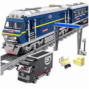 City Series Power Blue Diesel Cargo Train Building Bricks Set | General Jim's Toys | GJ-BTS
