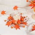 thumbnail image 4 of geerera Fall Maple Leaf Candle Ring with Berries, Artificial Autumn Mini Wreath for Pillar Candles, Rustic Harvest Tabletop Centerpiece for Thanksgiving Home, 4 of 7