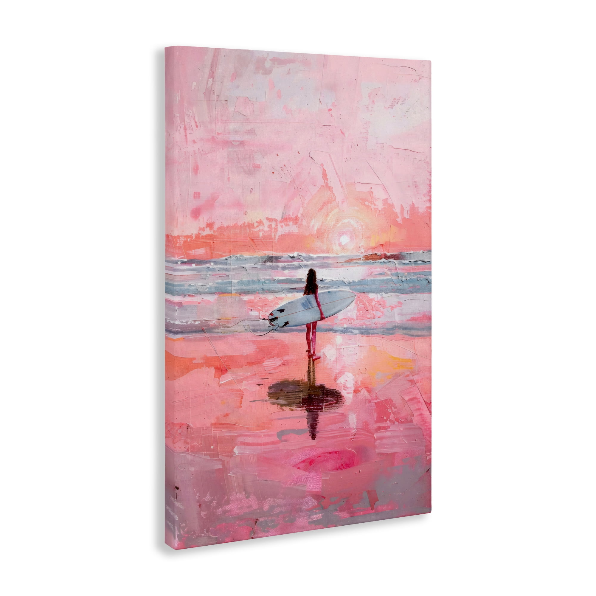 Stupell Industries Surfer at Pink Sunset Canvas Wall Art, design by Creative Studio