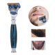 thumbnail image 5 of Afeitadora de barba manual tradicional para hombres, depilación de barba facial, maquinillas de afeitar de seguridad, color azul, 5 of 8