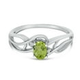 thumbnail image 6 of 14k White Gold Oval Peridot And Diamond Curve Ring, 6 of 6