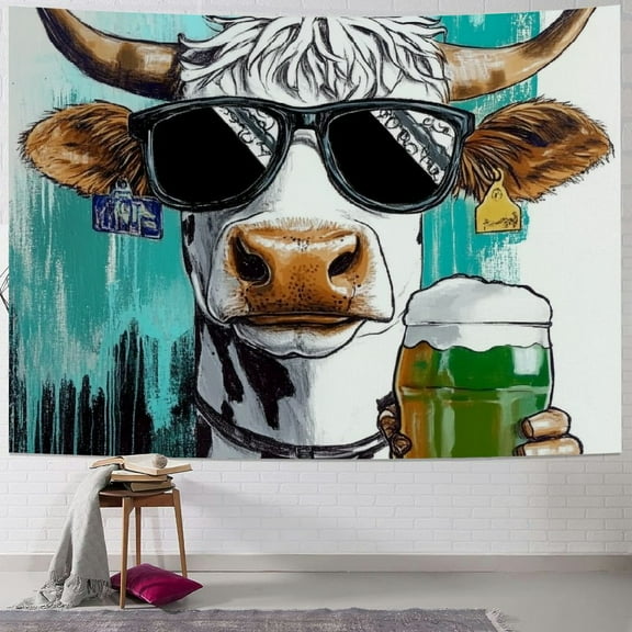 Patifu Funny Cow Tapestry Wall Hanging Unique Style Graphic Tapestries Home Wall Decor Art for Living Room Bedroom Apartment Farmhouse Dorm 40x30inch
