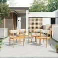 thumbnail image 6 of Durable Outdoor Dining Set with Teak-Like Finish and White Rope Chairs – Weather-Resistant Furniture for Patio, Deck, and Garden (4 Chairs + Round Table, Ergonomic Design), 6 of 9
