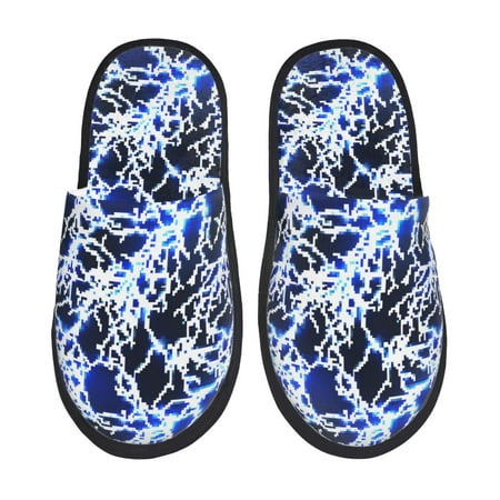 Balery Blue Lightning2 Slient Indoor Furry Fleece Comfort House Shoes Soft Non-Slip Home Shoes Cotton slippers House Slippers-- Large