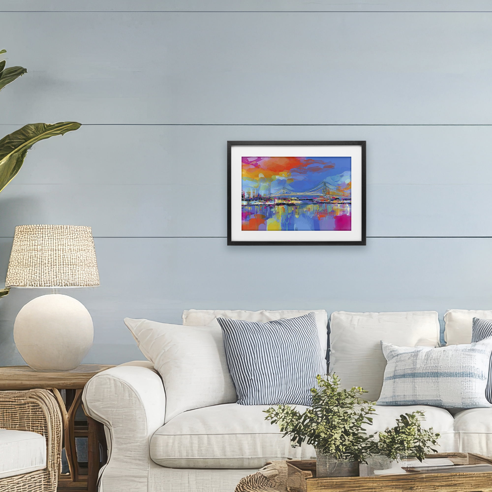 Stupell Industries Bay Bridge Aglow at Sunrise Black Framed Print Under Glass, design by Chromatic Storm Studio