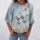 thumbnail image 2 of Tops casuales de manga larga con cuello redondo para mujer Camisa de color con estampado de tiras Tops sueltos Pompotops  gfhjh2838, 2 of 4