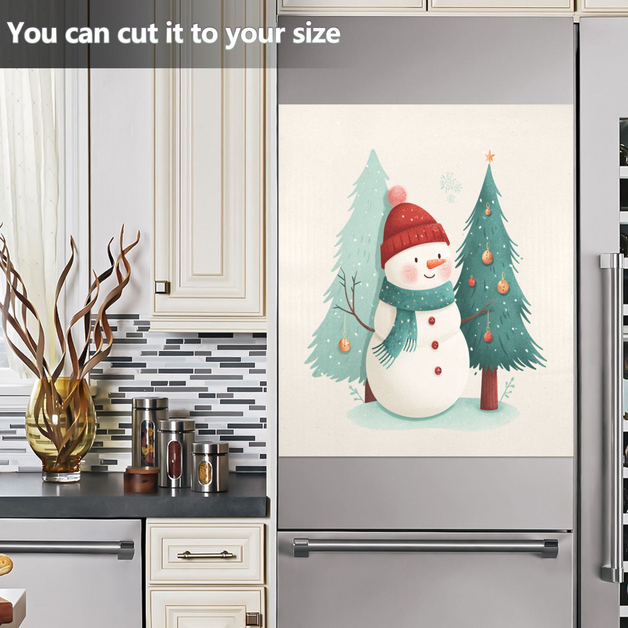 Dishwasher Sticker Magnetic Dishwasher Sticker Magnetic Decorative Sticker Refrigerator Sticker Dishwasher Decorative Stickers Watercolor Christmas Snowman