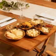 Gold Modular Bowl Set with Connecting Compartments,Irregular-Shaped Serving Platter for Parties,Food-Grade Metal and Dishwasher Safe,Space-Saving Centerpiece for Snacks,Dips,or Appetizers.