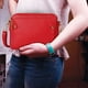 thumbnail image 3 of Bolso cruzado de cuero de tres capas, bolso de ocio plegable al aire libre, rojo, 3 of 3
