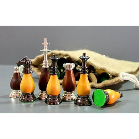 StonKraft 3.5" King Height - Collector Edition Brass Wood Chess Pieces Pawn Chessmen Figure Figurine Pieces Coins - Appropriate Wooden & Stone Chess Boards Available Separately Brand