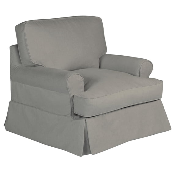 Sunset Trading Horizon Slipcovered T-Cushion Chair | Stain Resistant Performance Fabric | Gray