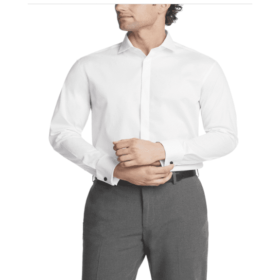 Calvin Klein Steel Men's Regular Fit Dress Shirt - WHITE