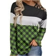 thumbnail image 2 of Women Sweatshirts Color Block Jumper Top Long Sleeve Loose Stripe Cold Shoulder Knitted Pullover Sweater, 2 of 5