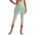thumbnail image 2 of COMVALUE Skirted Leggings for Women Capri, Athletic Tennis Skirt with Leggings Golf Pickleball Clothes with Pockets Green for Size XXL, 2 of 7