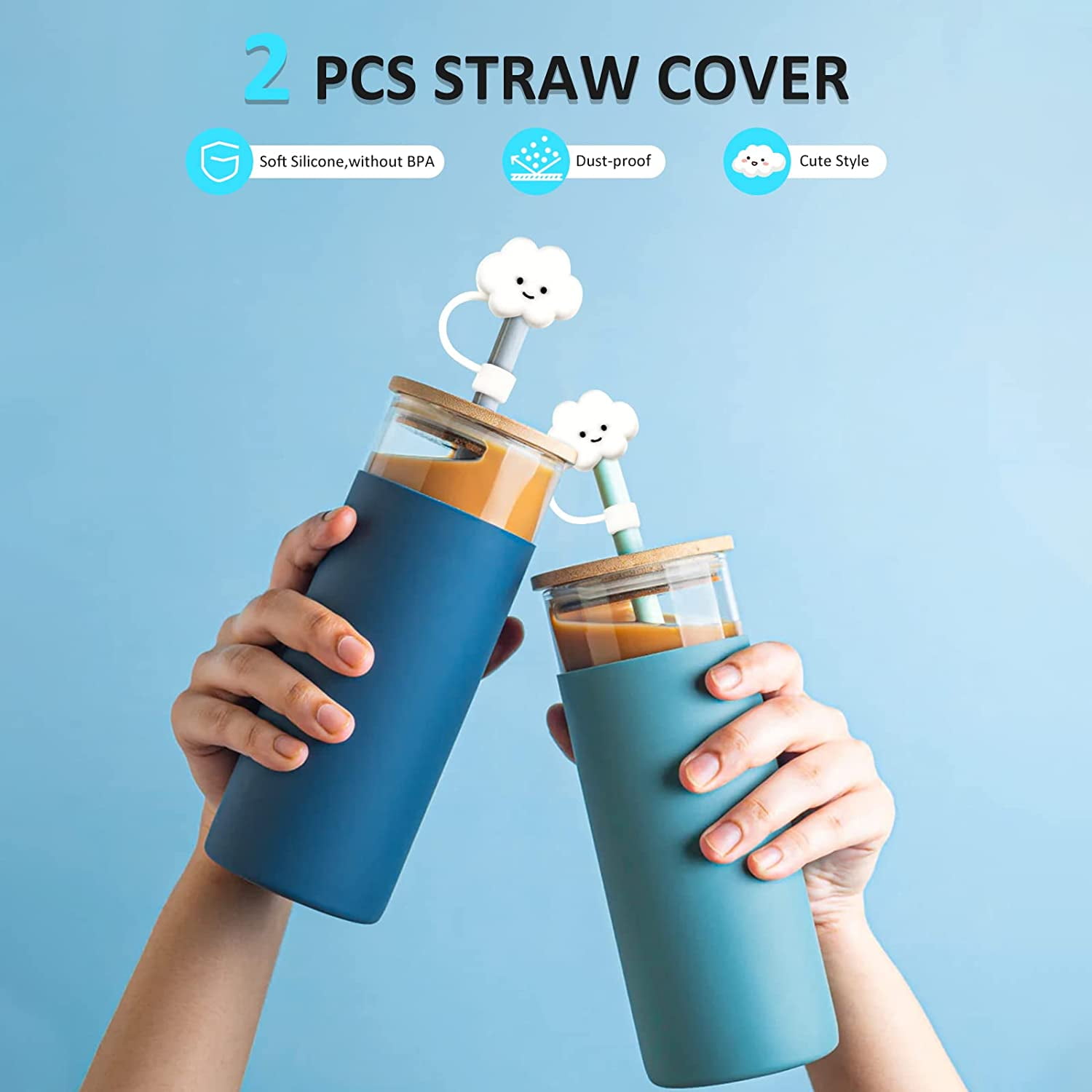 2pcs Straw Dust-proof Silicone Cap Straw Cover Compatible With 7mm
