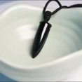 thumbnail image 2 of HOOUN Natural Black Obsidian Bullet Point Pendant Unisex Men Necklace, 2 of 5