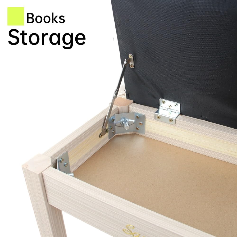 Solid Wood Duet Piano Bench With Storage  Stool And Padded Cushion Keyboard Bookcase Chair Seat High-density Sponges.