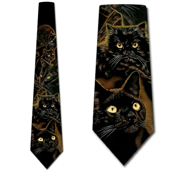 Black Cat Ties Mens Animal Cats Necktie