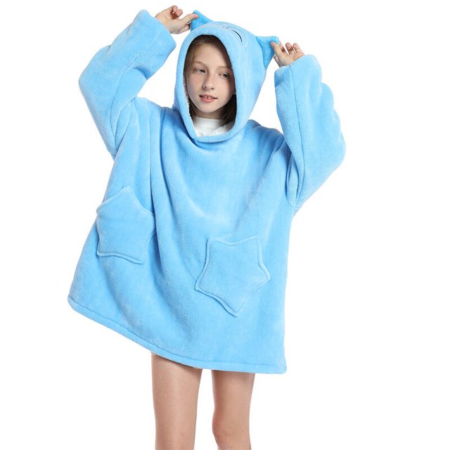 Manta de Sherpa con mangas para niños, Sudadera con capucha cálida, manta de lana con capucha, sudadera usable, mantas de franela, regalo de invierno