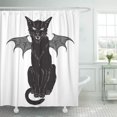 thumbnail image 1 of ABPHQTO Espeluznante gato negro con alas de monstruo sobre blanco Wiccan familiar Spirit Halloween impermeable juego de cortinas de ducha de baño 165x180 cm, 1 of 2