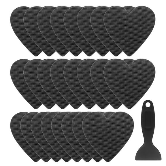Uxcell 24pcs Non Slip Bathtub Stickers 4" Heart Style Decals with Scraper Black