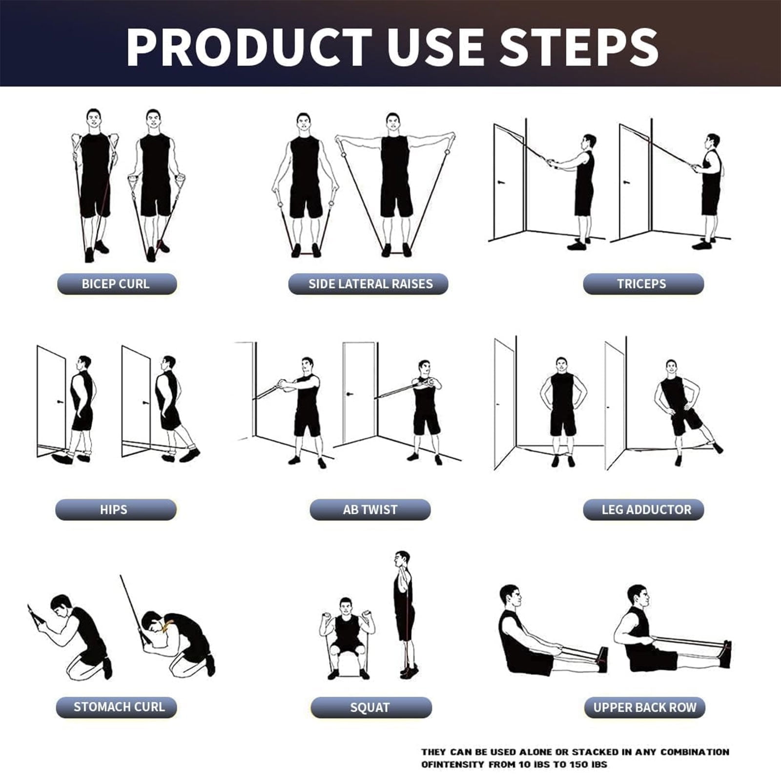 WQQQW Heavy Resistance Bands for Working Out, 200LBS Exercise Bands with Handles, Muscle Training, Strength, Yoga
