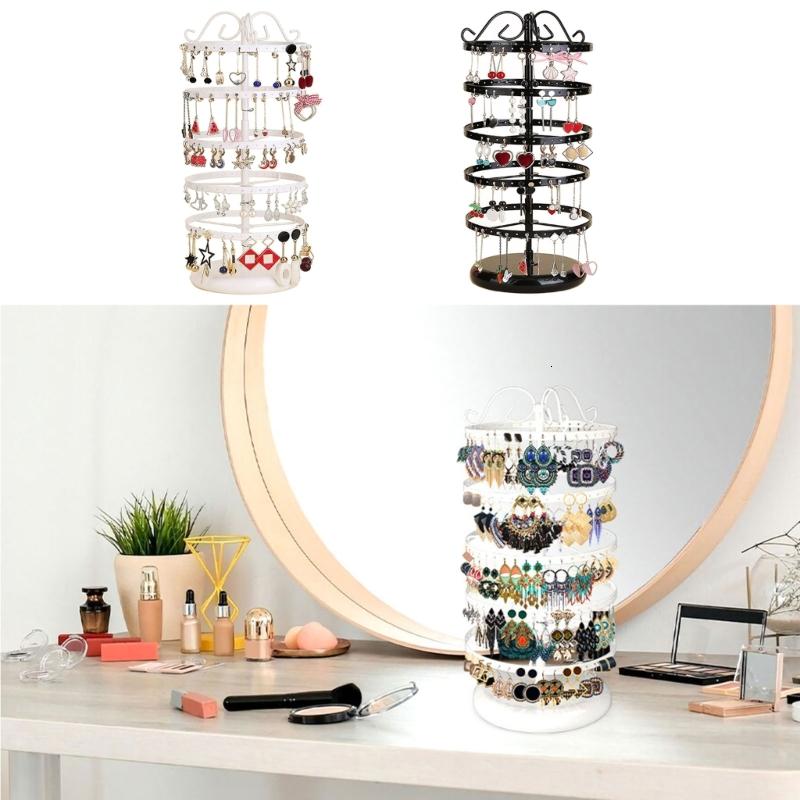 WINDLAND 5 Tier Rotating Earring Holder 220 Holes Earring Storage Display Tower Rack