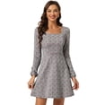 thumbnail image 1 of Vestido A Cuadros De Manga Larga Con Cuello Cuadrado Vintage De Otoño Para Mujer Rosas L, 1 of 6