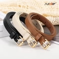 thumbnail image 6 of SUODEY Gold Buckle Women Belts Skinny Ladies Leather Belt for Dress Jeans Set of 3, 6 of 7