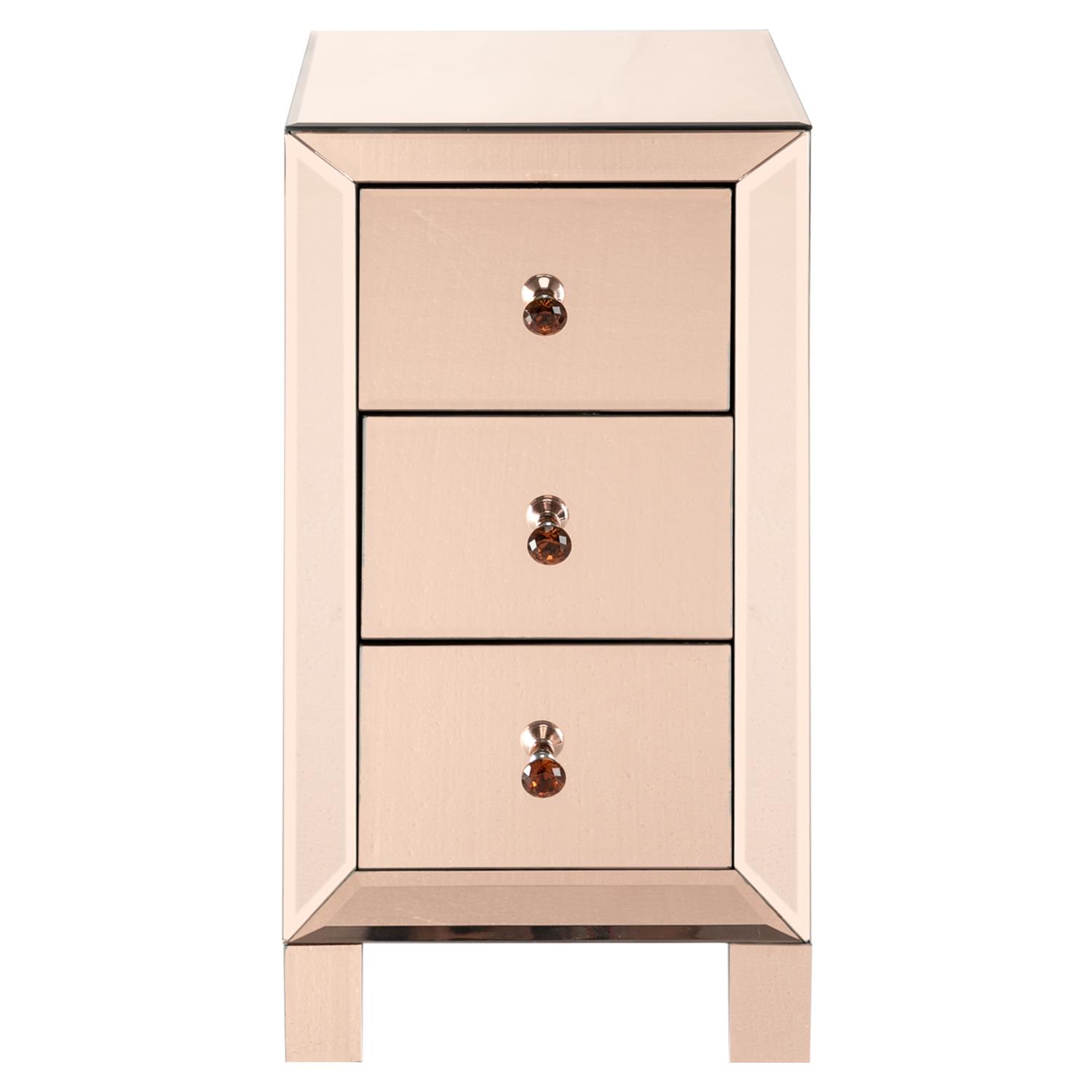 Ktaxon 3Drawer Mirrored End Table Nightstand Glass Bedside Table