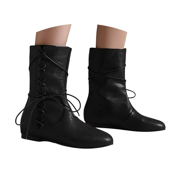 Mepaouo Women's Mid Calf Boots Fashion Slouch Flat Ankle Booties Slip on Walking Short Boots