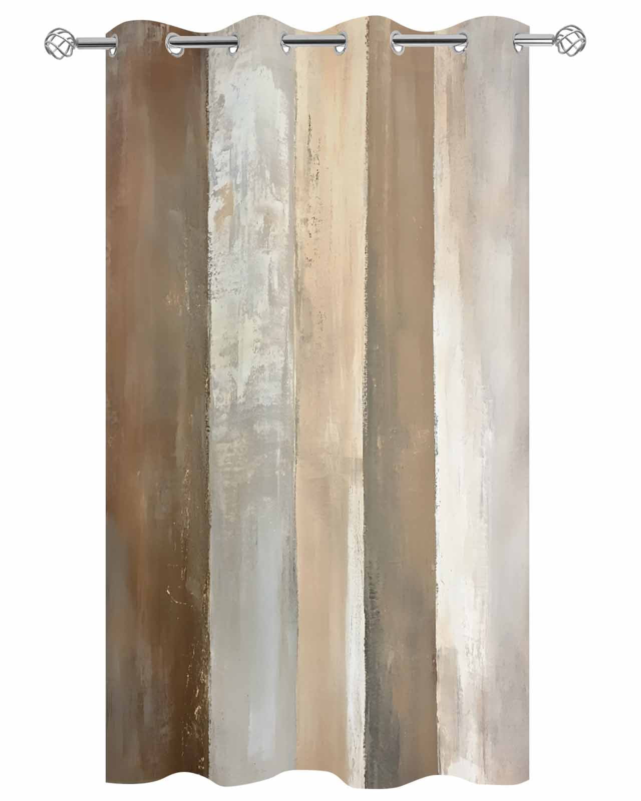 Rustic Wood Barn Outdoor Curtains for Patio, Brown Watercolor Striped Minimalism Privacy Drapes Grommet Waterproof Outside Curtains for Porch/Cabana/Balcony 54"x 108", 1 Panel