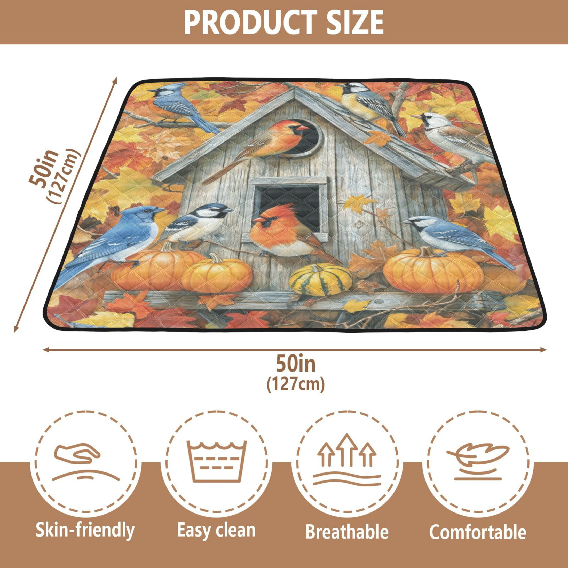 WOBOGO Warm Birdhouse Baby Playmats Extra Large Waterproof Rollable Activity Pads for Toddlers 50×50inch