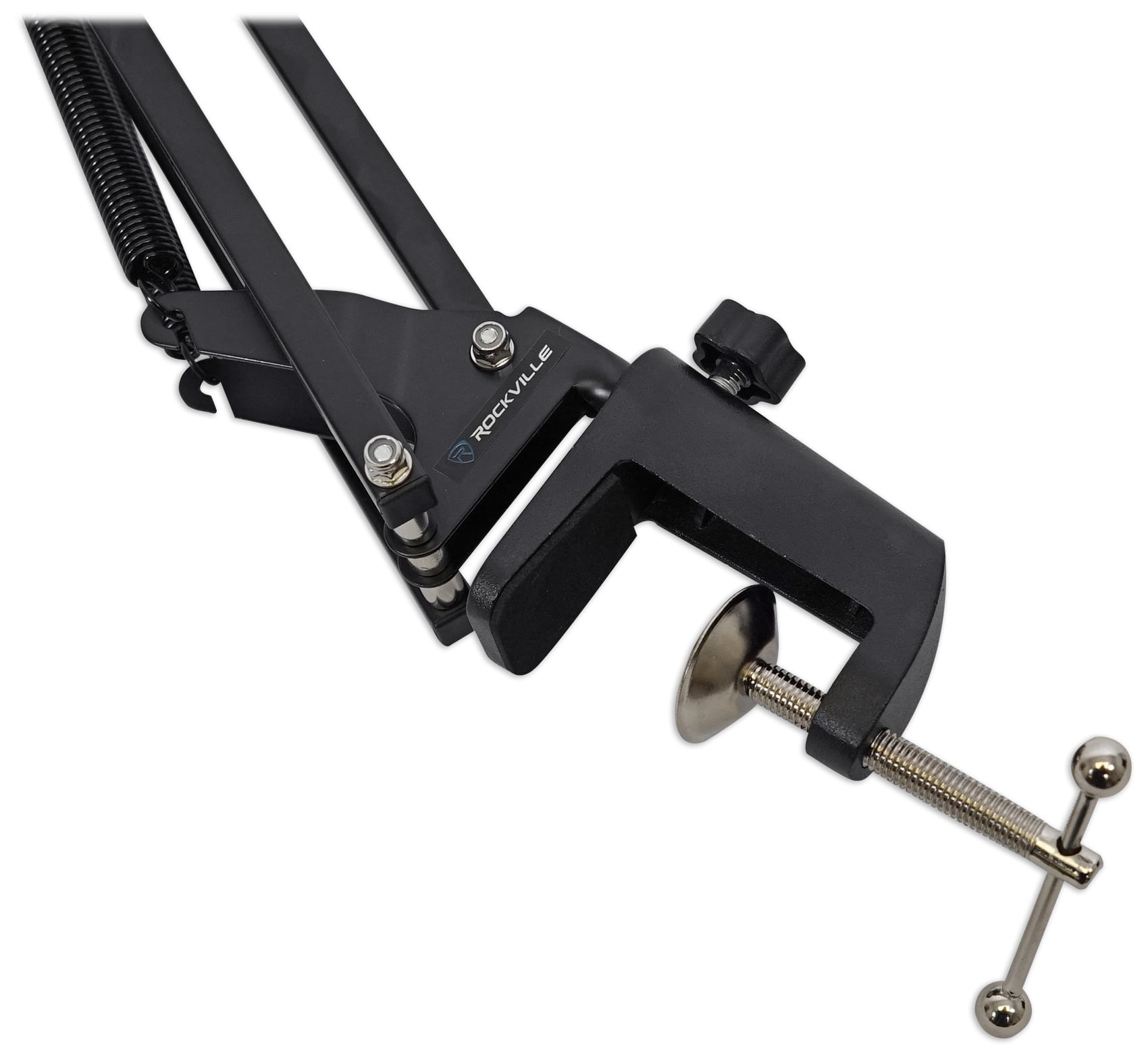 Rockville DMS40 40-Inch Studio Microphone Boom Arm Stand, Aluminum Desk Clamp, 360 degree Rotation, Steel Frame, ABS Mic Clip, for Podcasting and Streaming
