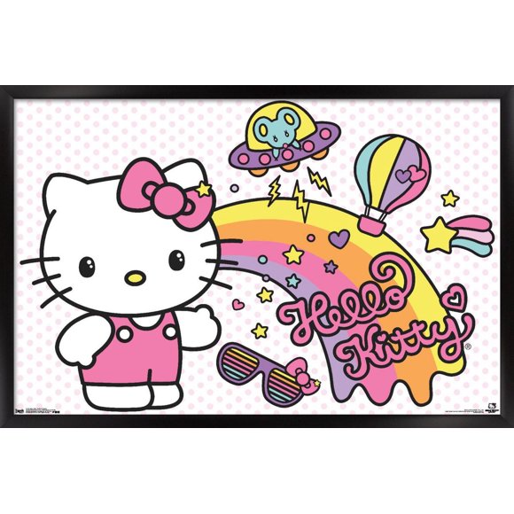 Hello Kitty - Retro Rainbow Wall Poster, 14.725" x 22.375"