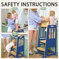thumbnail image 3 of Toddler Standing Tower, Kids Kitchen Stool Helper 3 Levels Adjustable Height Wooden Toddler Step Stools for Learning New Skills, 3 of 11