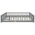 thumbnail image 3 of Kids Full Montessori Playpen Floor Bed Frame with Safety Guardrail Fence and Door for Boys Girls Toddlers Baby, 200lbs Load 79.5x41.8x17.5inch, Grey, 3 of 9