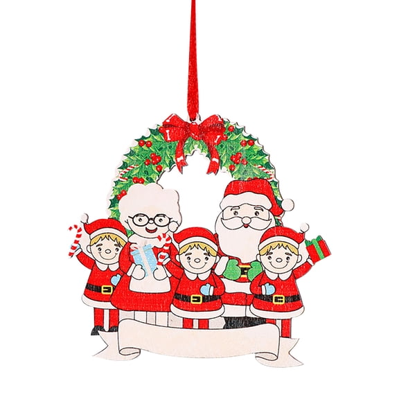 Christmas Ornaments Wooden Wreaths Family Christmas Pendants Christmas Wooden Ornaments