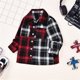 thumbnail image 5 of Gibobby Blusas Holgada Niño bebé niño niña camisa chaqueta Pocketts Plaid manga larga botón abajo abrigo camisa Tops(Rojo, 2-3 Años), 5 of 5