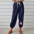 thumbnail image 2 of Sentmoon Work Pants for Women with Print Drawstring High Elastic Waist Sweatpants for Women Oversized Relaxed Fit Straight Leg Womens Summer Pants with Pocket for Everyday Casual Wear, 2 of 5