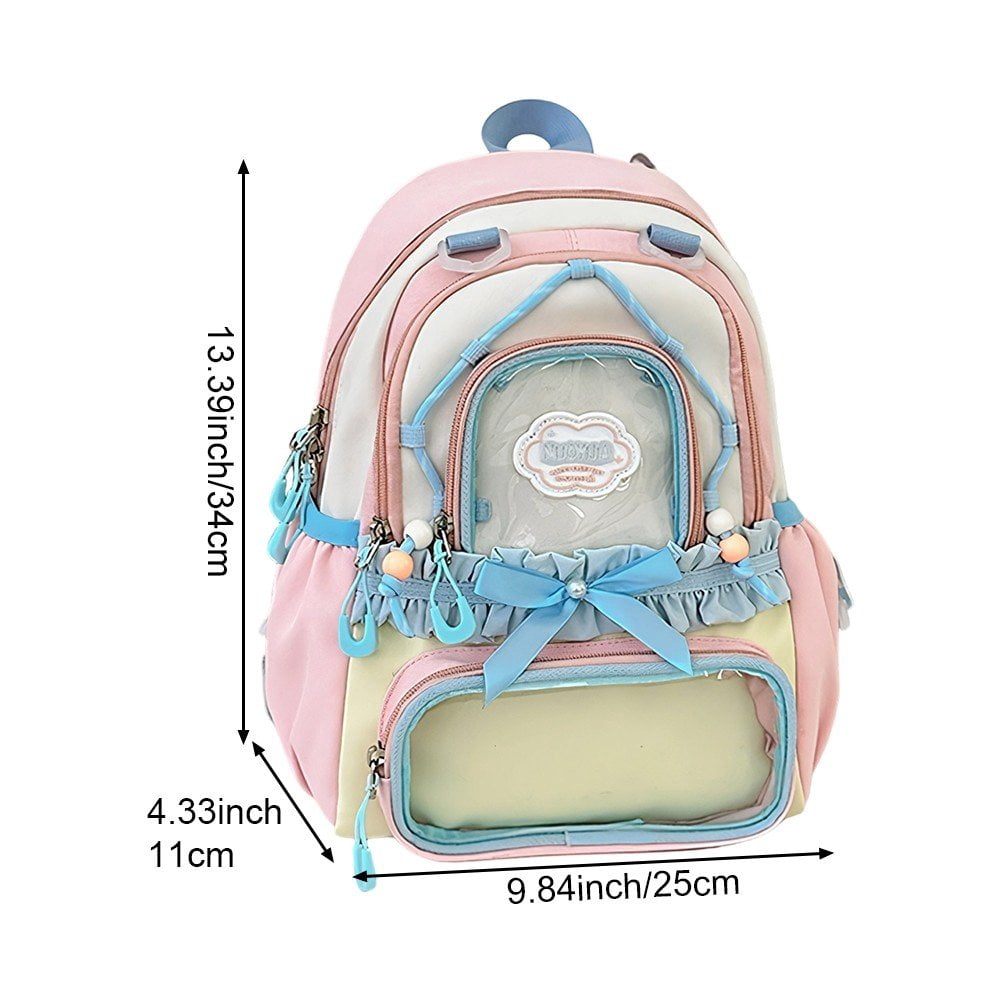 Slccxzc Kawaii Backpack Cute Aesthetic Ita Backpack, Y2K Large Capacity Bag Book Bags With Window Show