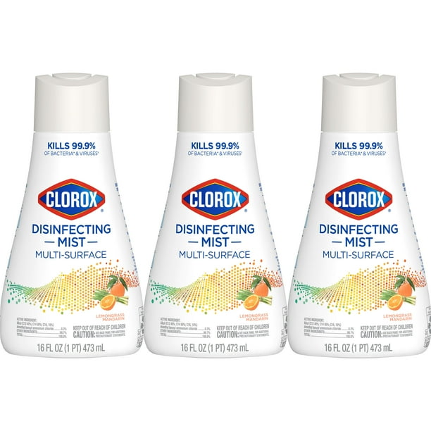 16 Oz Lemongrass Mandarin Multi surface Disinfecting Mist Clorox Disinfecting Mist, Lemongrass Mandarin, Sanitizing Refills, 16