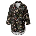 thumbnail image 4 of Xoenoiee Butterfly Mushroom Flower Leaves Print Women's Swimsuit Cover Up Shirt V Neck Long Sleeve Bathing Suit Coverups Summer Button Down Beach Cover Ups with Pocket, M, 4 of 7