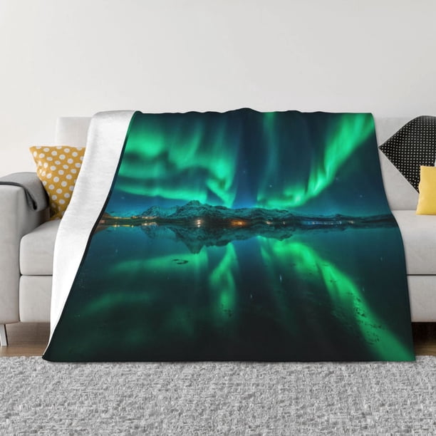Fotbe Northern Lights Manta de Franela con Estampado, Manta Ultrasuave para Cama, Sofá, Auto, Hipoalergénica y Antibolitas-50"x40"