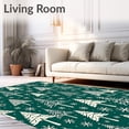 thumbnail image 2 of ODIKA 4'x6' Machine Washable Non-Slip Area Rug, Snowy Woodland Seasonal Welcoming High Traffic Rug with Pad, Green, 609455, 2 of 8