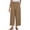 Khaki, variant on Simua Wide Leg Cotton Linen Pants for Women Summer Capri Flowy Pants Casual Loose Drawstring High Waist Trousers with Pockets