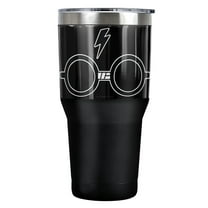 Harry Potter And The Deathly Hallows Part 2 Official Minimalist Glasses 30 oz Travel Tumbler, Stainless Steel, Vacuum Insulated with Leak Resistant Slide-Lock Lid