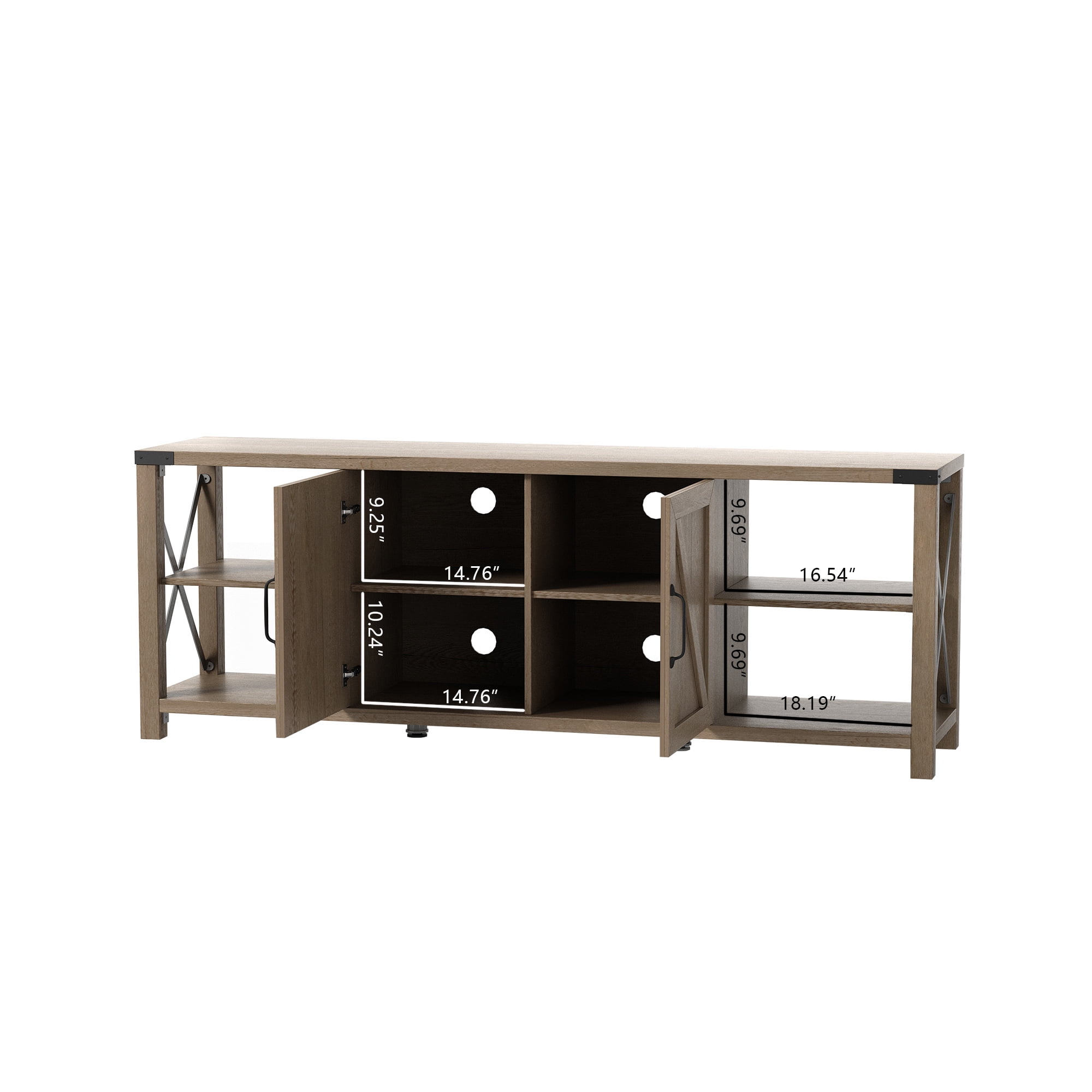 Kadyn TV Stand, Modern Entertainment Center for TVs up to 76", TV Console with Storage Cabinets and Shelves, Light Oak